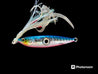 Juicy Bright Eye - 100gm in blue fitted with UV Octopus skirts and size 3 Hooks